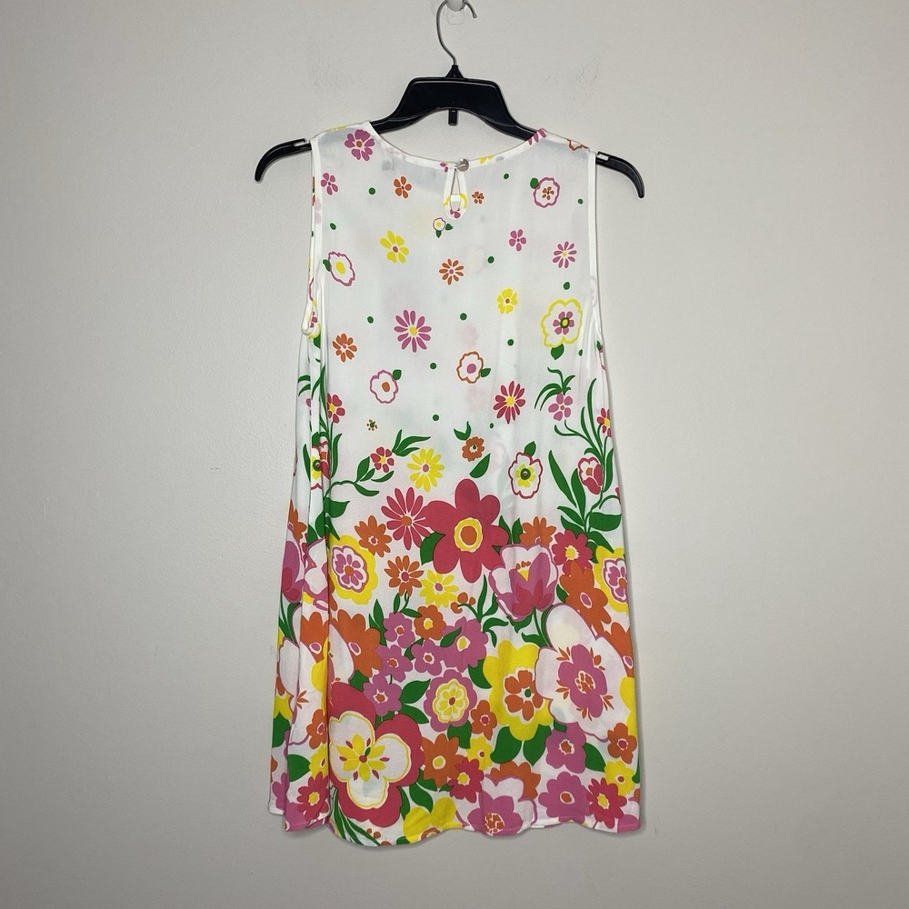 Mister Zimi Tina Lightweight Dress White Meadow Floral Sleeveless A-Line Size 8 - Picture 3 of 15